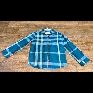 Burberry kids boy dress shirt blue 6y